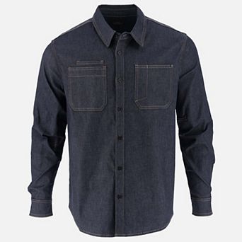 Men's Vintage Stretch Denim Long Sleeve Button Up Shirt