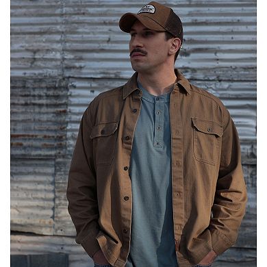 Men's Stone Wash Herringbone Button Overshirt