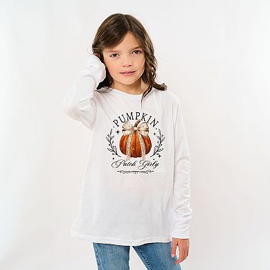 Coquette Pumpkin Patch Girly - Youth Long Sleeve Graphic T-Shirt