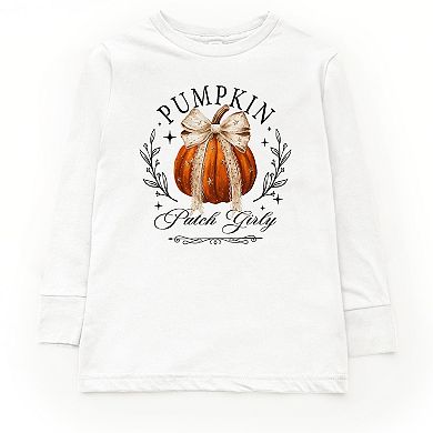 Coquette Pumpkin Patch Girly - Youth Long Sleeve Graphic T-Shirt