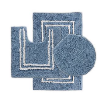 St Mary's Tufted 3 pc Cotton Bath Rug Set with Lid