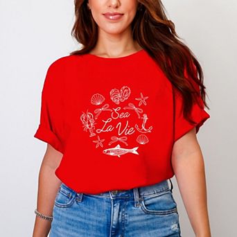 Sea La Vie Collage - Women's Garment Dyed Graphic T-Shirt