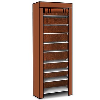 iMounTEK 10 tier DIY Shoe Cabinet, Dustproof Non-Woven Fabric Rack Holds 27 Pairs, Brown