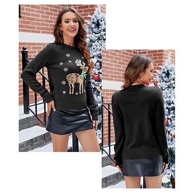 Ugly Christmas Sweater for Women Reindeer Funny Merry Xmas Knit Sweaters