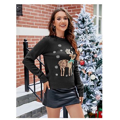 Ugly Christmas Sweater for Women Reindeer Funny Merry Xmas Knit Sweaters