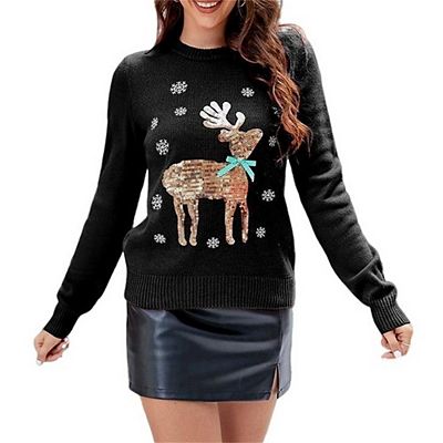 Ugly Christmas Sweater for Women Reindeer Funny Merry Xmas