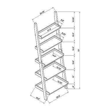 GOMYHOME 5-Shelf Ladder Bookcase with Multi-Depth Shelves and Wraparound Molding