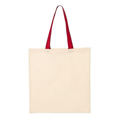Q-Tees Economical Tote with Contrast-Color Handles
