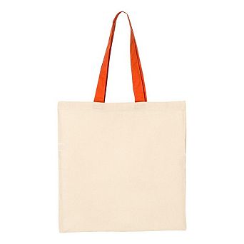 Q-Tees Economical Tote with Contrast-Color Handles