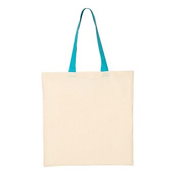 Q-Tees Economical Tote with Contrast-Color Handles