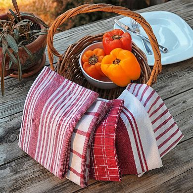 Dan River 10 Pack Cotton Flat Assorted Kitchen Towels