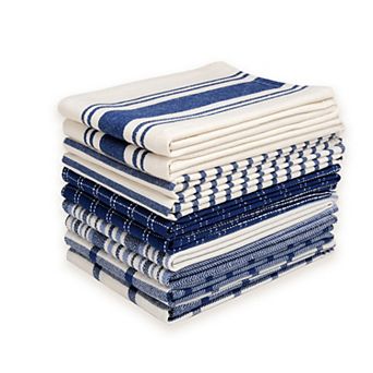 Dan River 10 Pack Cotton Flat Assorted Kitchen Towels