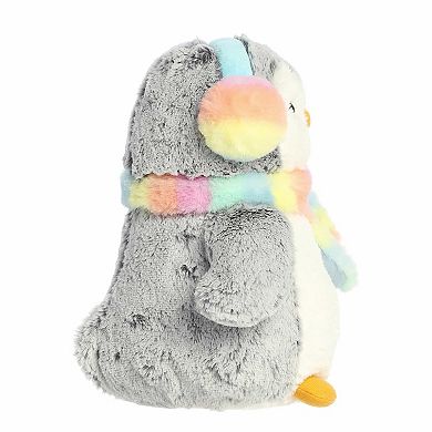 Aurora Small Rainbow Festive Stuffed Animal 9" Pompom Muffs & Scarf PomPom Penguin
