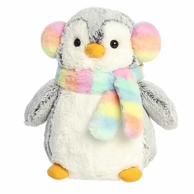 Aurora Small Rainbow Festive Stuffed Animal 9" Pompom Muffs & Scarf PomPom Penguin