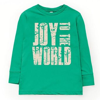 Joy To The World Block Distressed - Youth Long Sleeve Graphic T-Shirt