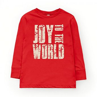 Joy To The World Block Distressed - Youth Long Sleeve Graphic T-Shirt