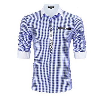 Men's Plaid Long Sleeve Button Down German Bavarian Oktoberfest Shirt with Roll-Up Sleeves