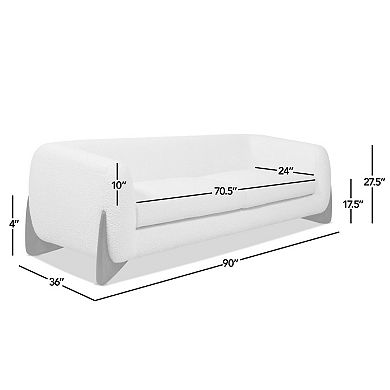 GOMYHOME Modern 3-Seater Sofa with Boucle Upholstery and Wooden Legs, White