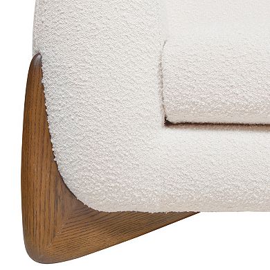 GOMYHOME Modern 3-Seater Sofa with Boucle Upholstery and Wooden Legs, White