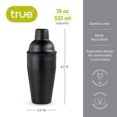 Ash: 18-Ounce Matte Black Cocktail Shaker by True
