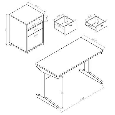 GOMYHOME Home Office Desk with File Cabinet on Wheels, 47" Computer Desk, Red Cocoa Finish