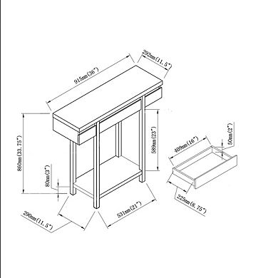 GOMYHOME Entryway Console Table with Drawer and Shelf, Narrow Hallway Storage, Wood Frame