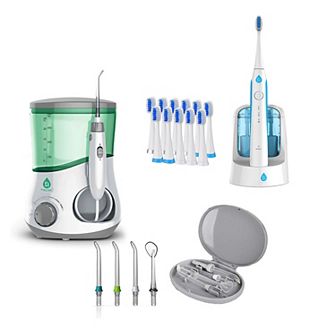 Pursonic Water Flosser & Sonic Rechargeable Toothbrush Bundle Complete Oral Care System with UV Sa