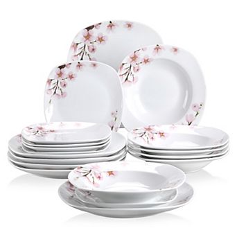 18 pc Porcelain Dinnerware Set, for 6, incl. Dinner, Dessert, Soup Plates