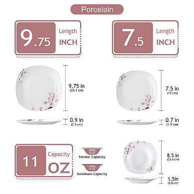 18-piece Porcelain Dinnerware Set, for 6, incl. Dinner, Dessert, Soup Plates
