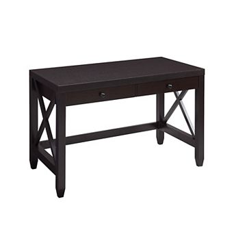 GOMYHOME Home Office Writing Desk with 2 Drawers and X-Brace Wooden Frame