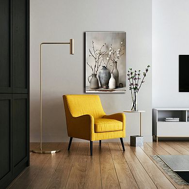 AAW Plum Blossom Botanical Ikebana Canvas Wall Art Ready to Hang