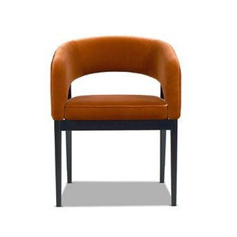 GOMYHOME Modern Velvet Accent Chair with Curved Backrest and Black Legs, Orange
