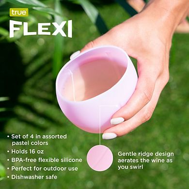 Flexi Assorted Colors Aerating Silicone Cups, Set of 4 by True