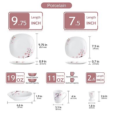 20-piece Porcelain Dinnerware Set, for 4, incl. Dinner, Dessert Plates, Bowls, Mugs, Egg cups