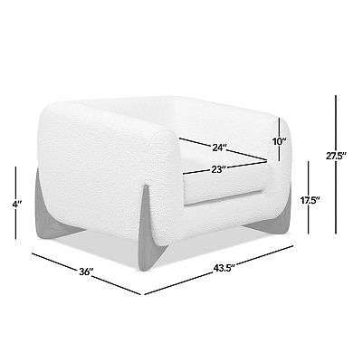 GOMYHOME Modern Accent Chair with Boucle Upholstery and Wooden Base, White