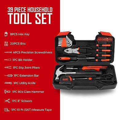 Pursonic UltraBright Flashlight + Handy Solutions 39-Piece Household Tool Kit Bundle