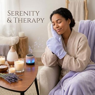 Microwaveable Comfort Mitts, Herbal Hand Warmers for Stress, Arthritis & Joint Pain (Lavender)