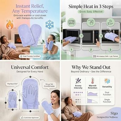 Microwaveable Comfort Mitts, Herbal Hand Warmers for Stress, Arthritis & Joint Pain (Lavender)