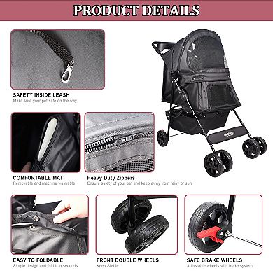 GOOPAWS 4 Wheel Dog Stroller