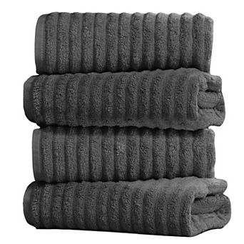 Bibb Home 4 Pack Ribbed Bath Towel Set