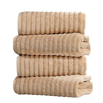 Bibb Home 4 Pack Ribbed Bath Towel Set
