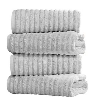 Bibb Home 4 Pack Ribbed Bath Towel Set