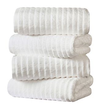 Bibb Home 4 Pack Ribbed Bath Towel Set