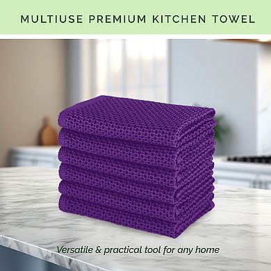 Elegant Comfort 6-Pack Turkish Cotton Waffle Wave Large Kitchen Towels