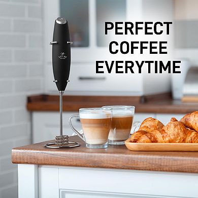 Zulay Kitchen Patented Tornado Triple Whisk Milk Frother with 2 Duracell Batteries