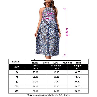 Women Maternity Halter Neck Summer Dress Casual Sleeveless Back Strap Maxi Dress Baby Shower