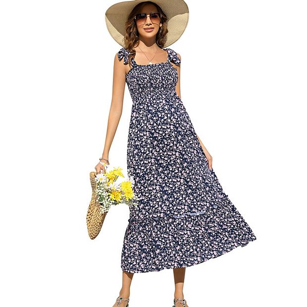 navy blue dress for baby girl Shoulder Light Blue Floral Maternity Dress Women's Maternity Dress Elastic  Strap Square Neck Floral Ruffle Nursing