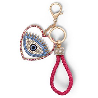 Jessica Simpson Evil Eye Heart Keychain with Pink Strap