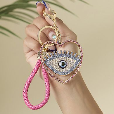 Jessica Simpson Evil Eye Heart Keychain with Pink Strap