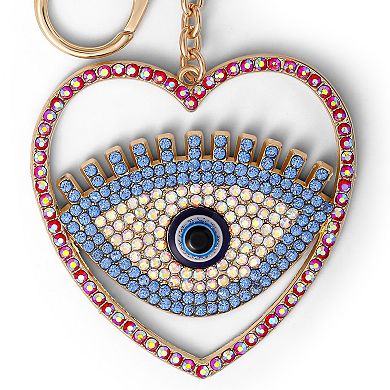 Jessica Simpson Evil Eye Heart Keychain with Pink Strap